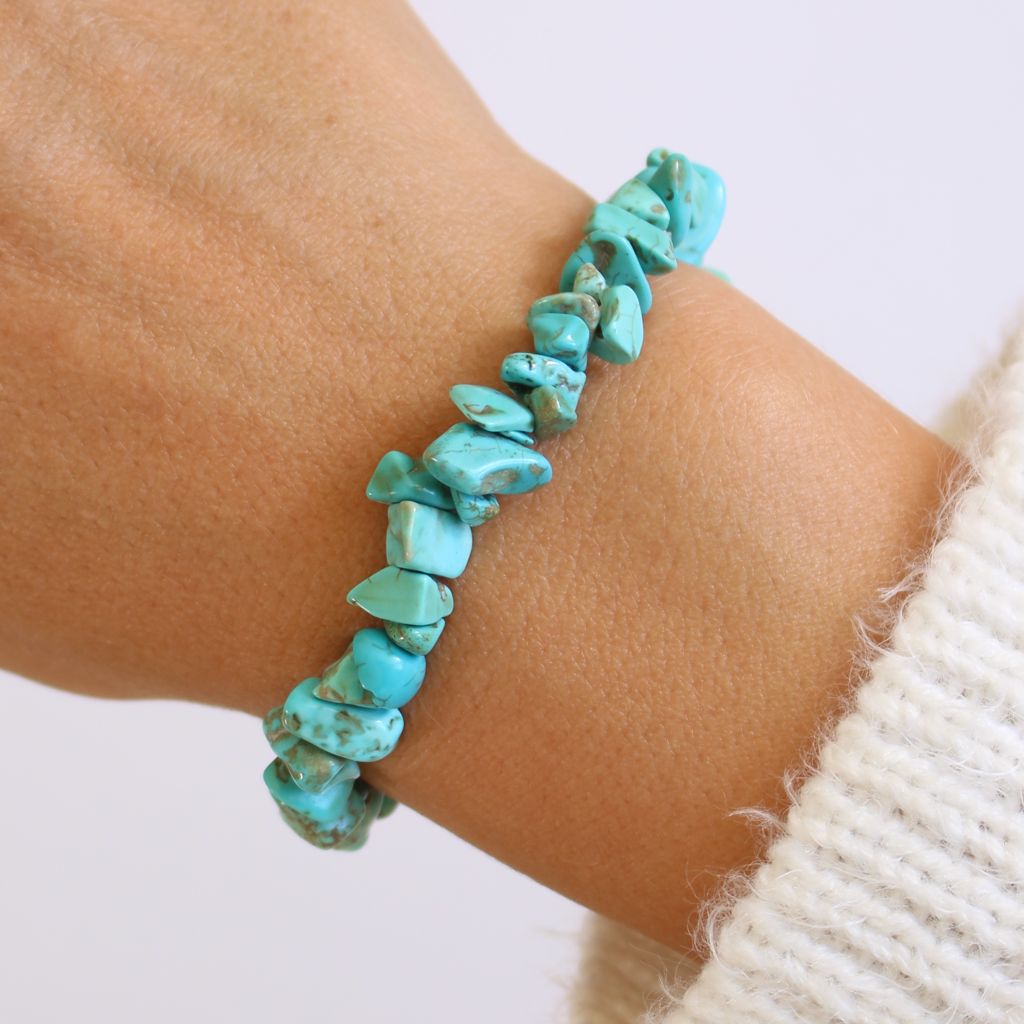 Pulsera elástica de chips de piedra turquesina