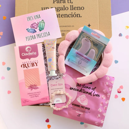 Caja Regalo para Amigas - Eres una piedra preciosa: cuarzo rosa - Alegra Treat Boxes