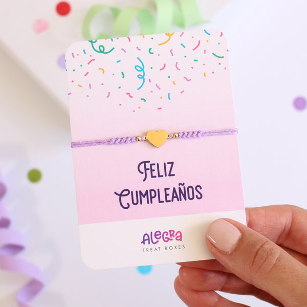 Pulsera con Corazón de Acero Dorado – Feliz Cumpleaños