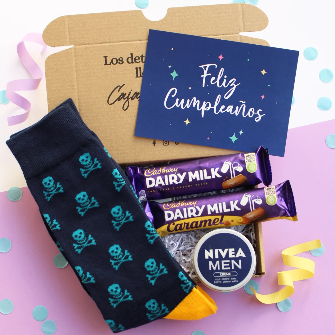 Caja regalo de cumpleaños para hombre para enviar a domicilio - Alegra Treat Boxes