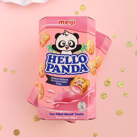Hello Panda - Galletas Rellenas de Crema Sabor Fresa 50g