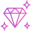 Icono de un diamante con brillos