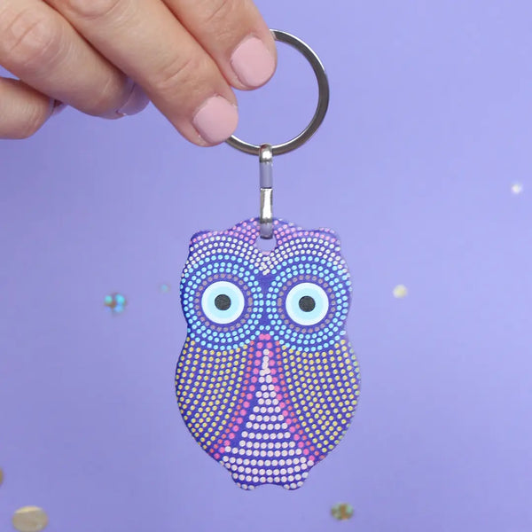 Llavero Amuleto de Cristal con Forma de Búho y Ojo Turco