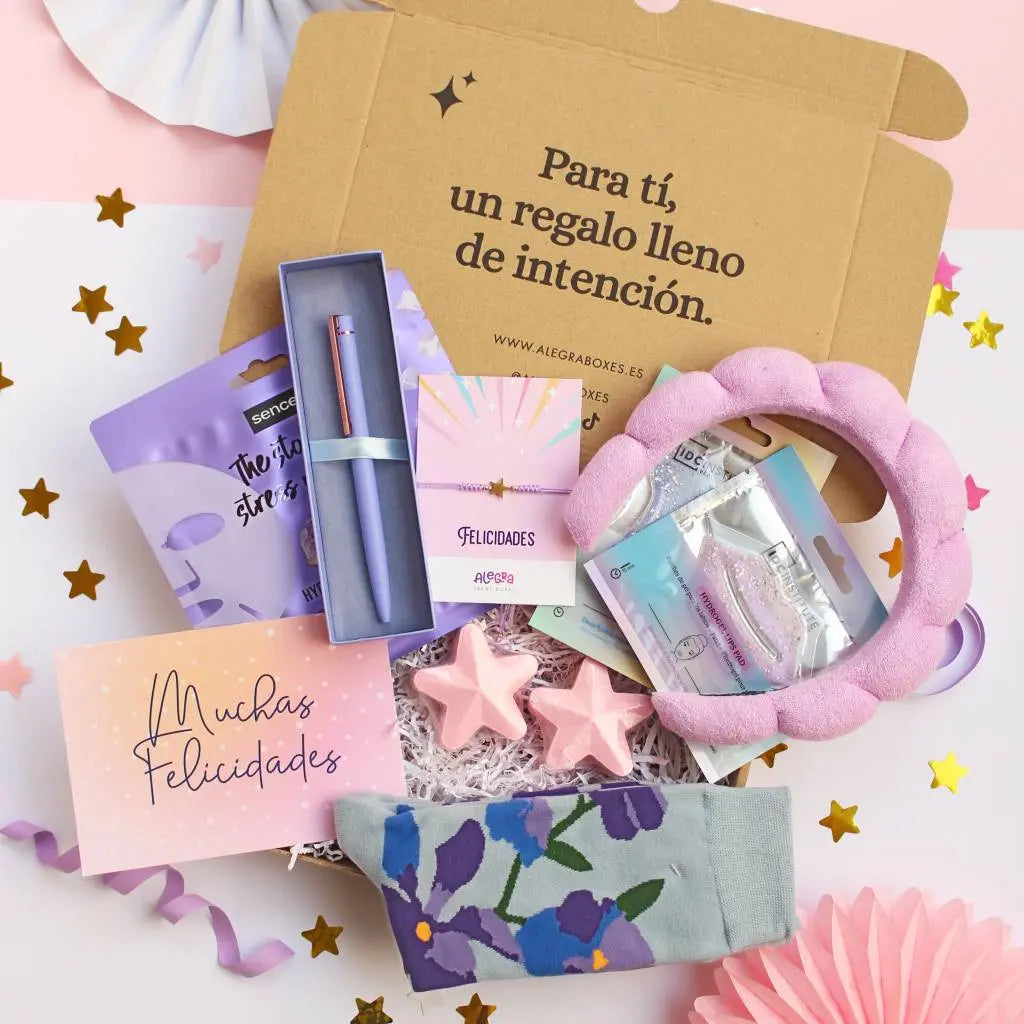 Caja regalo de cumpleaños para mujer para enviar a domicilio de Alegra Treat Boxes