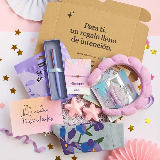 Caja regalo de cumpleaños para mujer para enviar a domicilio de Alegra Treat Boxes