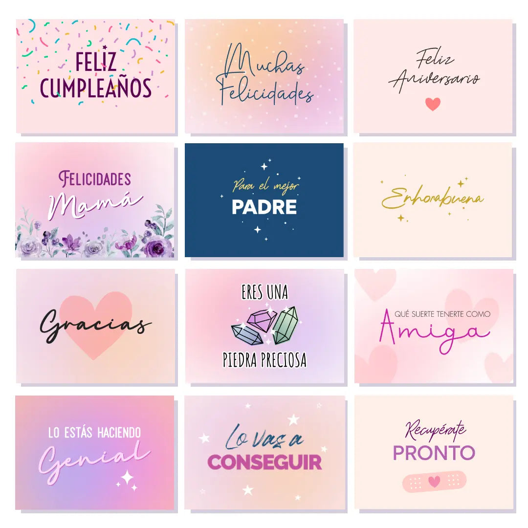 Tarjetas de felicitación para caja regalo a domicilio de Alegra Treat Boxes