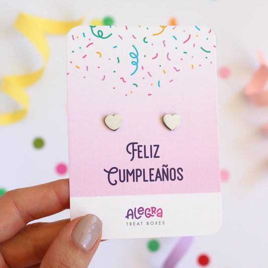 Pendientes de Corazones en Acero Plateado  – Feliz Cumpleaños