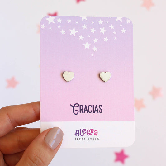 Pendientes de Corazones en Acero Plateado  – Gracias