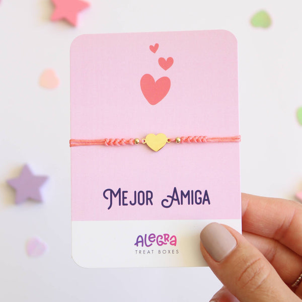 Pulsera con Corazón de Acero Dorado – Mejor Amiga