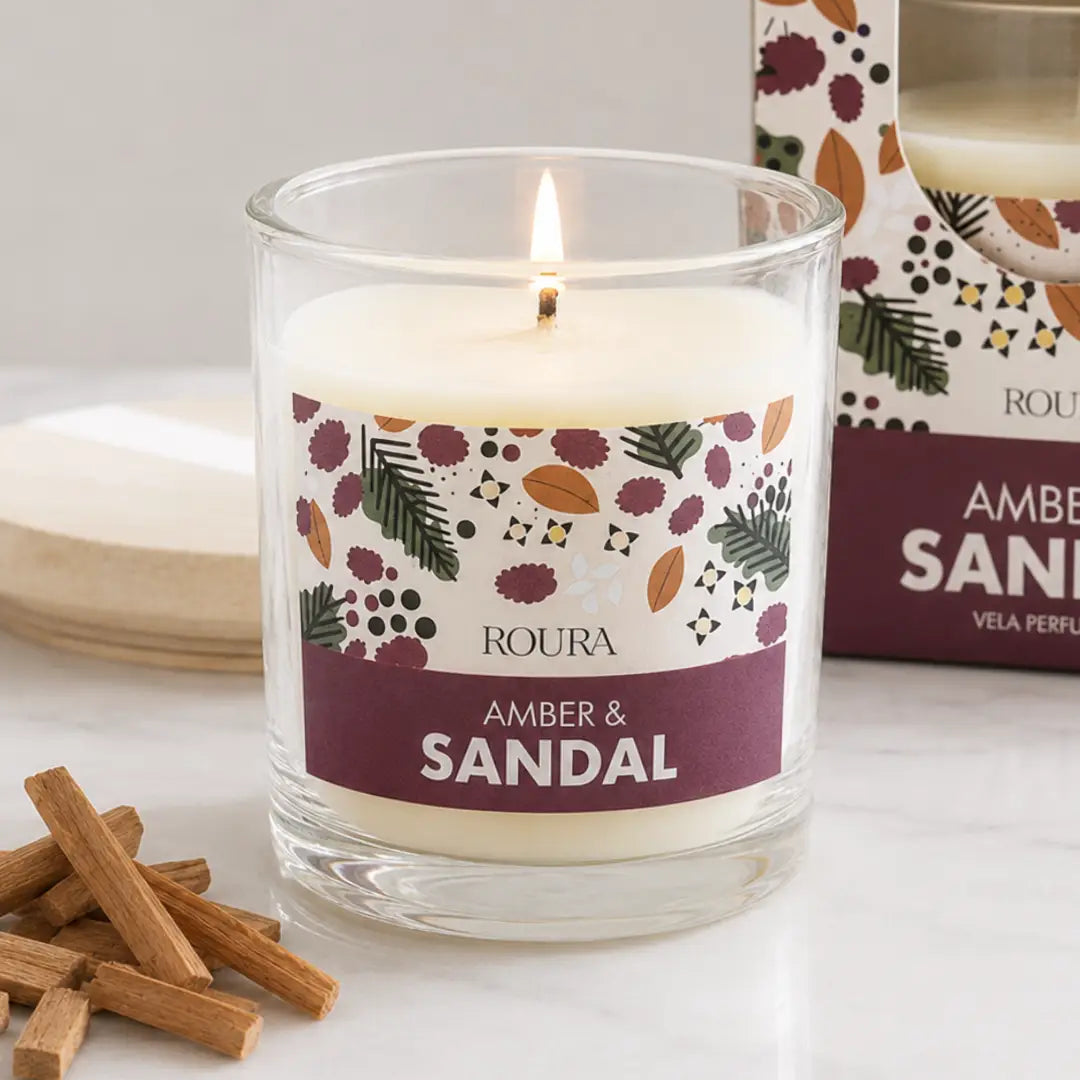 Vela Perfumada con aroma de Ámbar y Sándalo